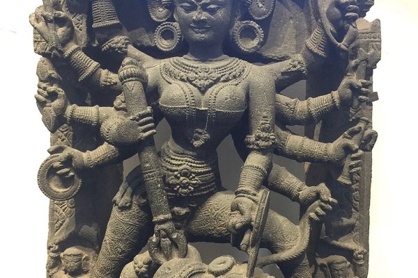 Stone sculpture of Goddess Durga at the Indian Museum; illustrative image for the Shakti-Verse event